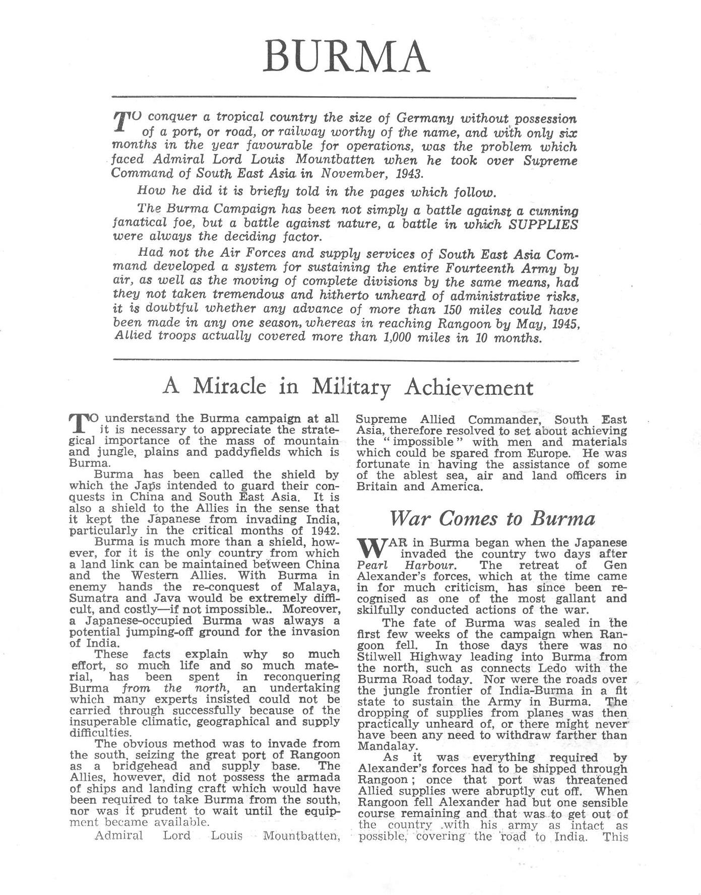  Burma - A Miracle in Military Achievement 