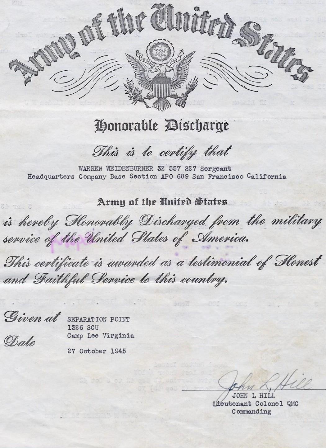 Honorable Discharge 
