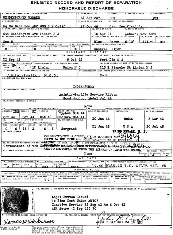  Enlisted Record and Report of Separation 