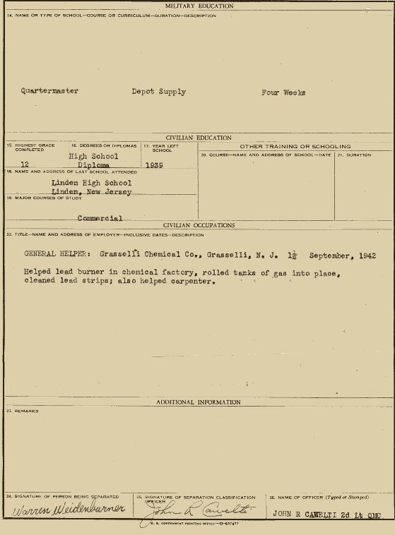 Separation Qualification Record (reverse side) 