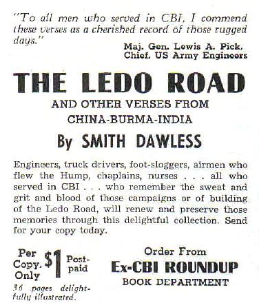  Ex-CBI Roundup advertisement for THE LEDO ROAD 