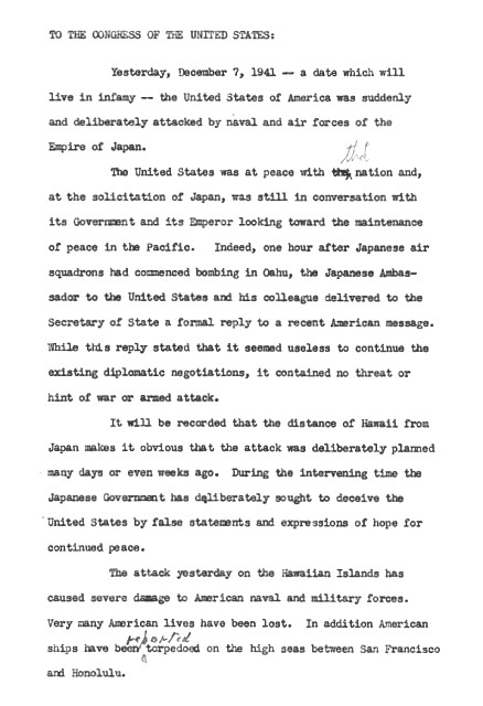  Roosevelt Address to Congress 