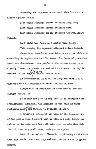 Roosevelt Address to Congress 
