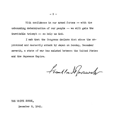  Roosevelt Address to Congress 