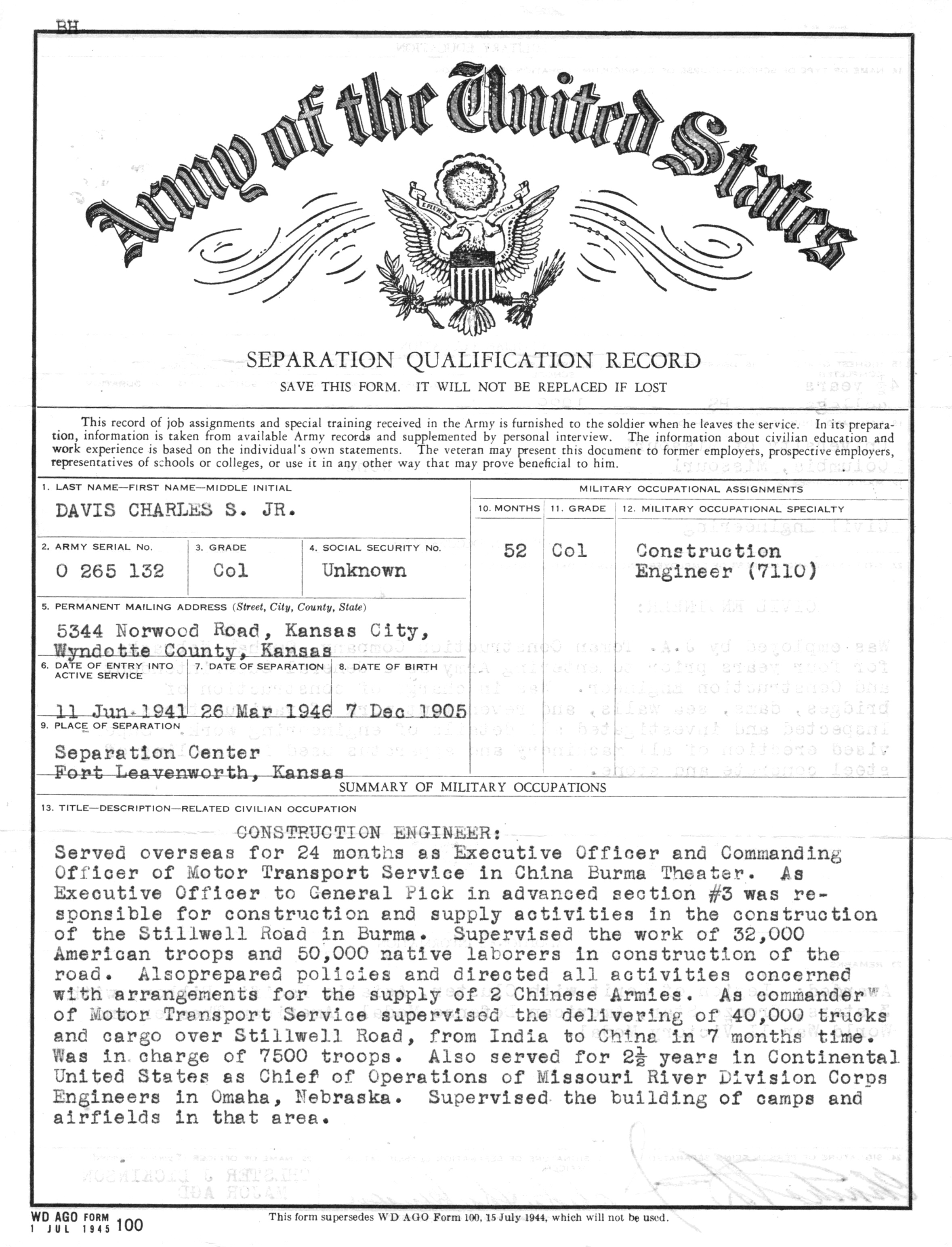  Charles S. Davis document 