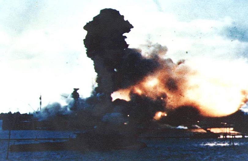  USS Arizona explodes after direct hit on forward magazine 